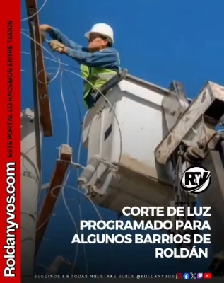 EPE realizará un corte programado de energía este miércoles en varios barrios de Roldán